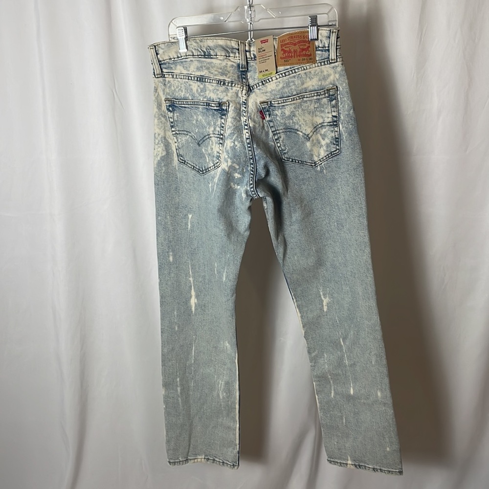 Levi's 511 Slim Straight Acid Wash Light Blue Jeans - Picture 4 of 5